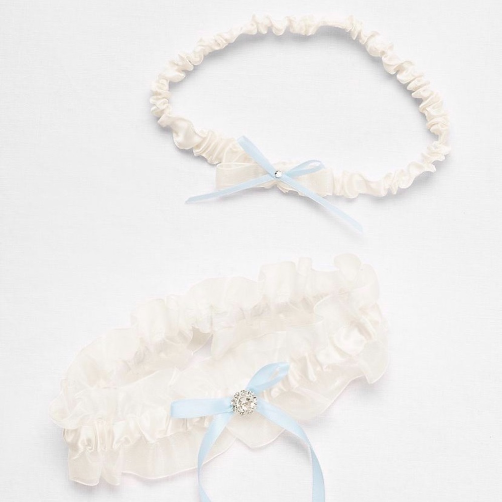 Blue & White Satin Garter
